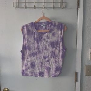Purple and White Tied-Dyed Tank Top from JoyLab - L